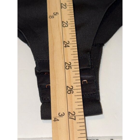 Pinsy Veegan Leather High Neck Shapewear Bodysuit Black Large Tiny Flaw - Picture 13 of 14